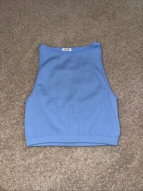 Cotton On Light Blue Ribbed Crop Tank